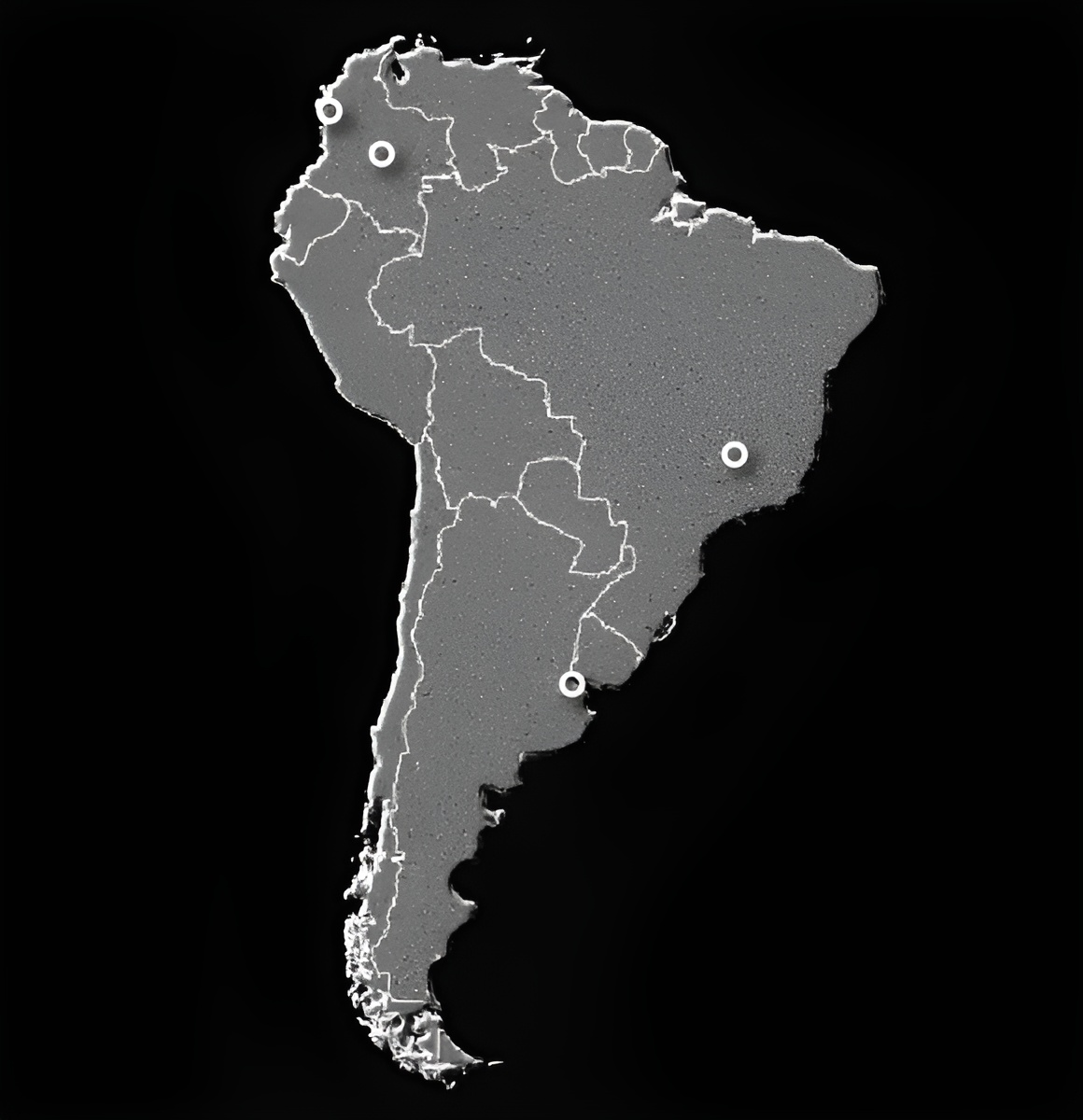 Mapa de Sudamérica con las ciudades visitadas